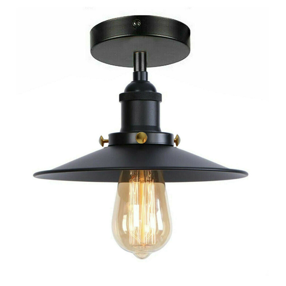 (Pendant Light Modern Vintage Industrial Flush Mount Black Metal Ceiling Light Shade.(Bulb is Included.)) Modern Vintage Industrial Mount Metal Ceilin