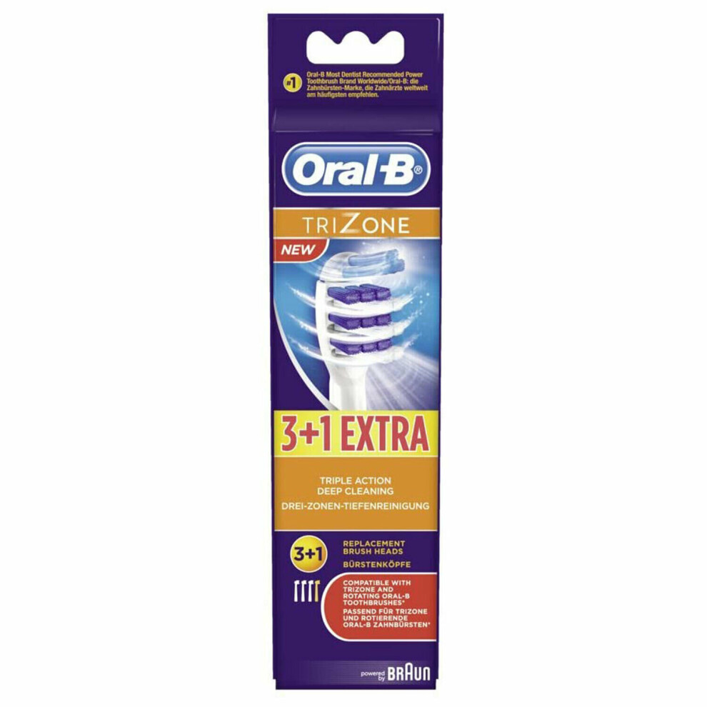 Oral B TriZone Replacement Toothbrush Heads 3+1 Pack - EB30-3+1