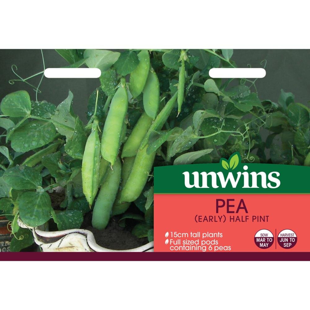 Unwins Grow Your Own Tasty Vegetables Seeds - Pea Early Half Pint