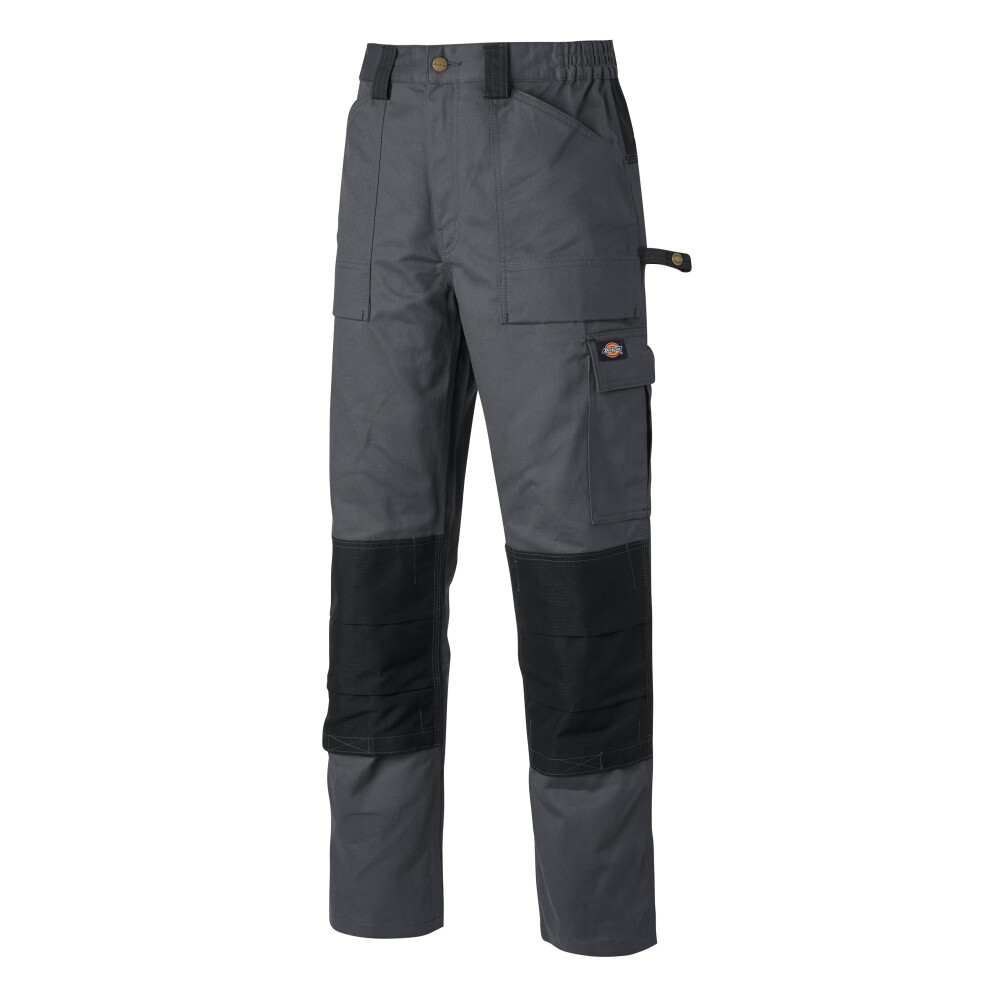 (Grey/Black, 40R) Dickies Grafter Duo Tone Cargo Pocket Workwear Knee Pad Trousers Pants WD4930