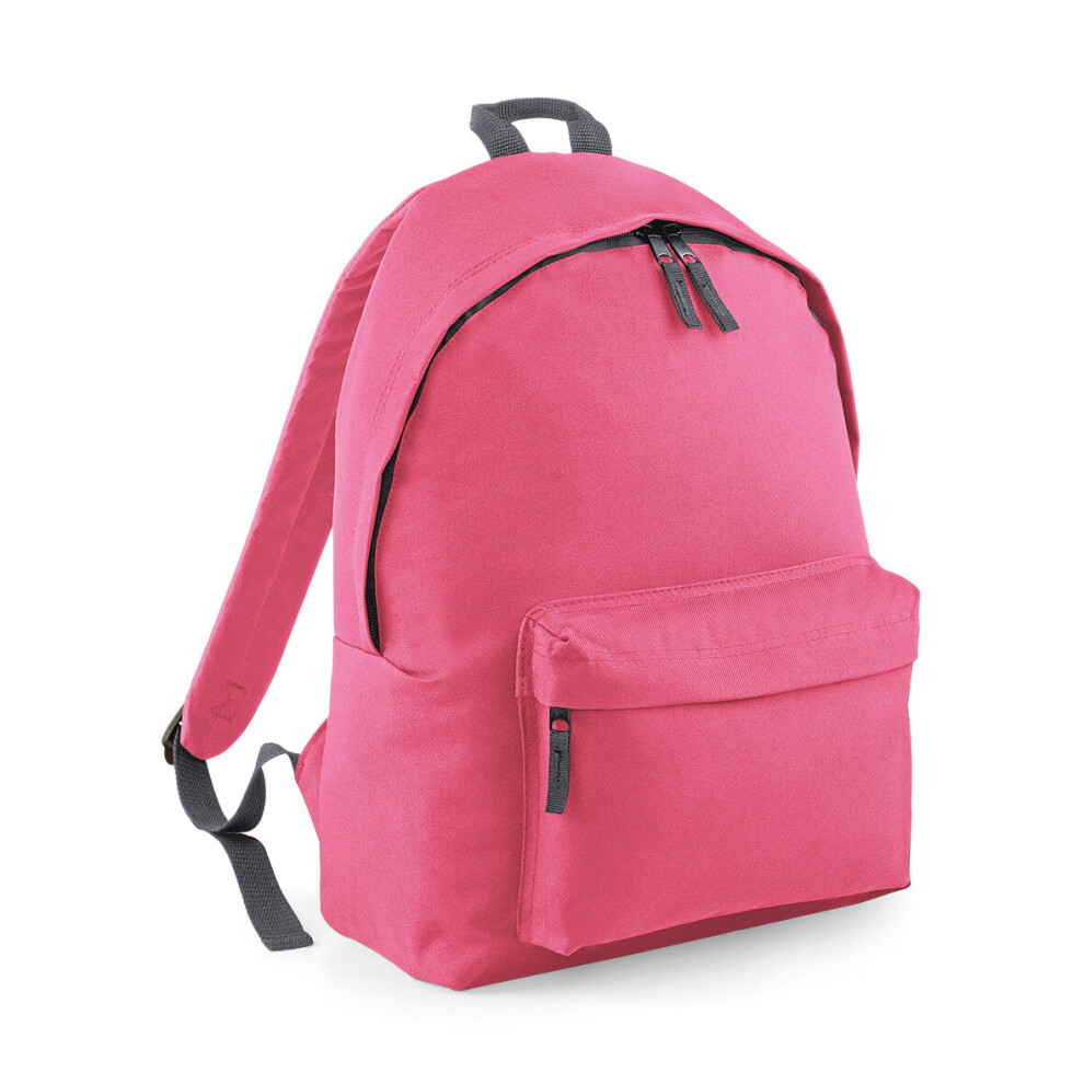 (True Pink/Graphite) BagBase Orginal Fashion 18L Sports School Work Travel Gym Backpack Rucksack Bag