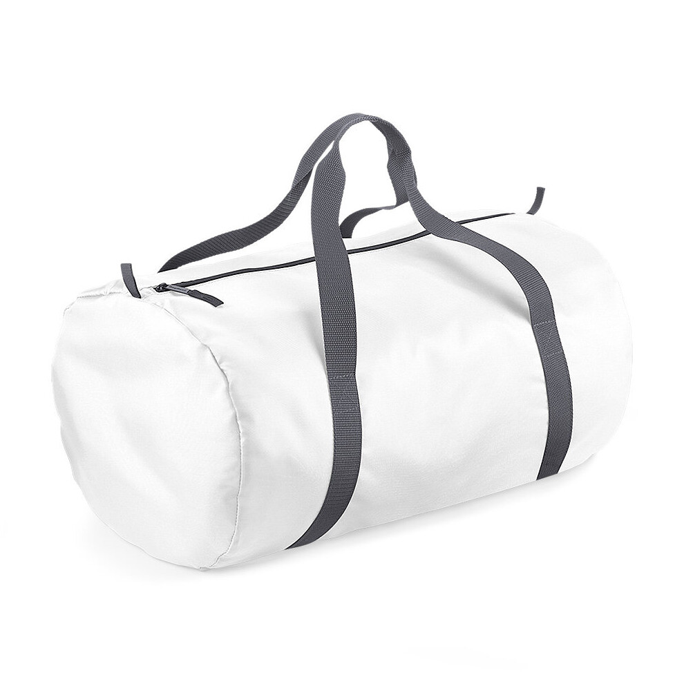 Bagbase (White) Plain Packaway Lightweight Travel Luggage Sports School Gym Barrel Bag White