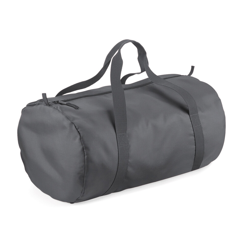Bagbase (Graphite ) Plain Packaway Lightweight Travel Luggage Sports School Gym Barrel Bag Grey