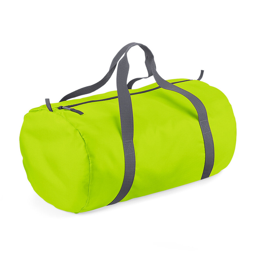 Bagbase (Lime ) Plain Packaway Lightweight Travel Luggage Sports School Gym Barrel Bag Green