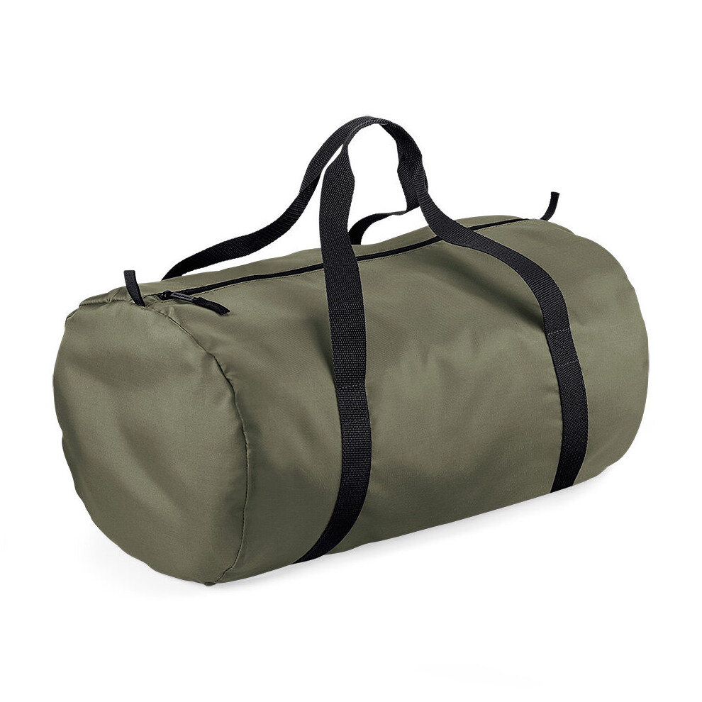 Bagbase (Olive /Black) Plain Packaway Lightweight Travel Luggage Sports School Gym Barrel Bag Green