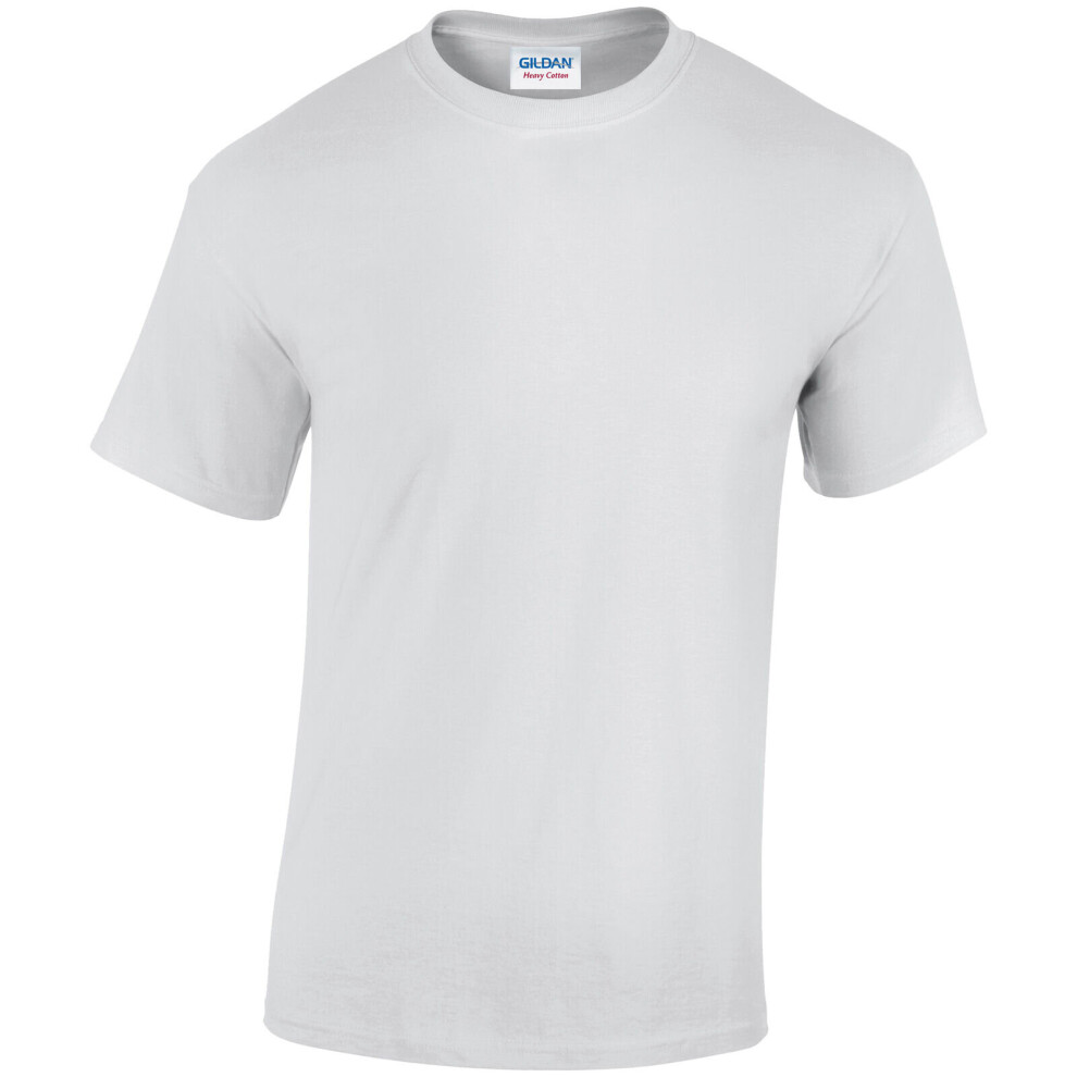 (White, XL) Gildan Mens Plain Heavy Cotton Blank Crew Neck Top Short Sleeve Tee T-Shirt 2