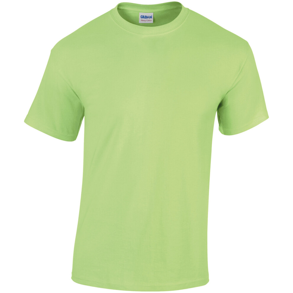 (Mint, L) Gildan Mens Plain Heavy Cotton Blank Crew Neck Top Short Sleeve Tee T-Shirt