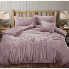 (Mauve, Single) Teddy Bear Fleece Wave Duvet Cover Set Warm Cosy