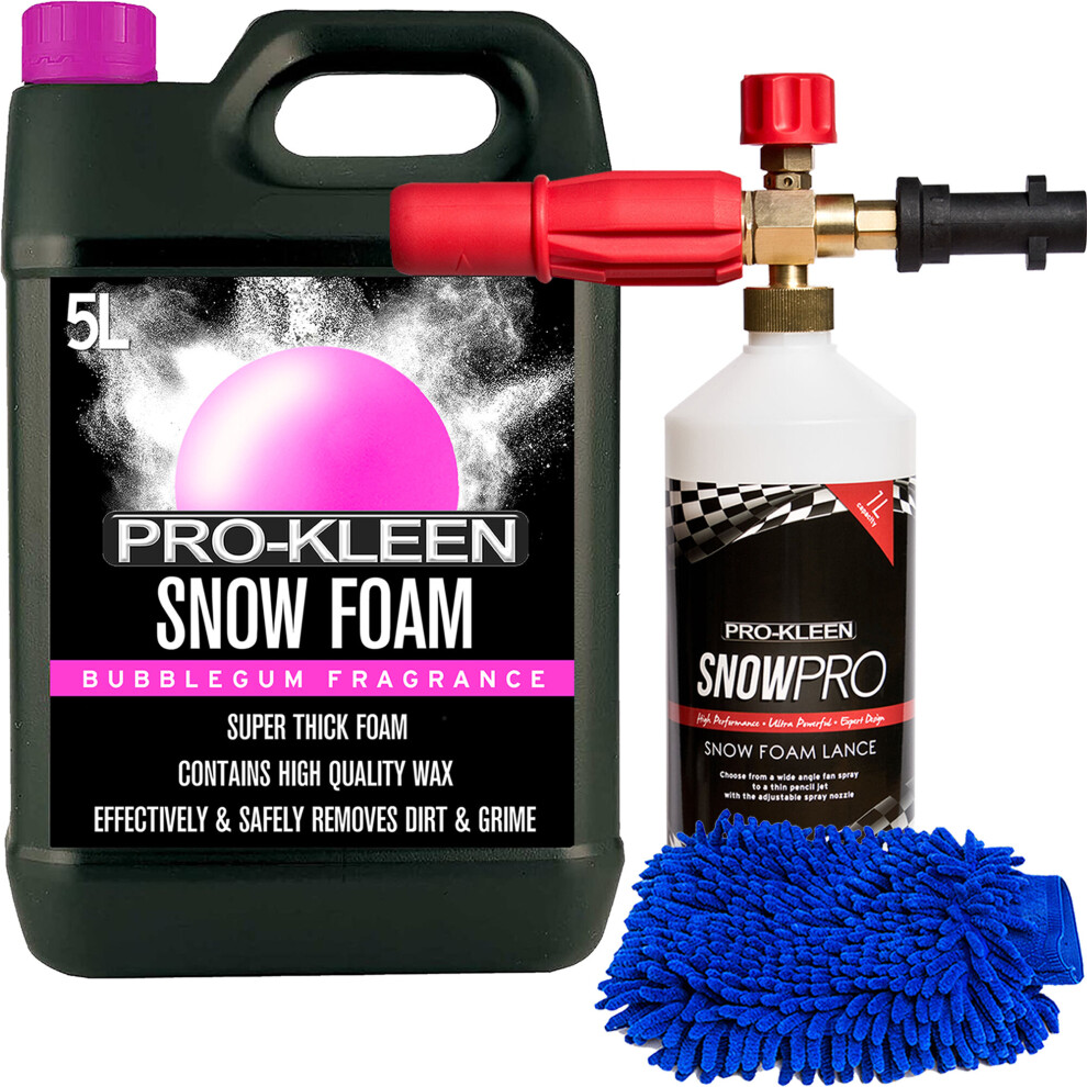 (1 X Prokleen Karcher Lance & Mitt) Pro-Kleen Bubblegum Snow Foam 5L Detailing Kits