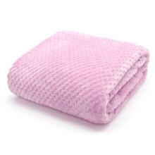(Pink) Waffle Throw Fleece Blanket Sofa Size 150 X 200 CM