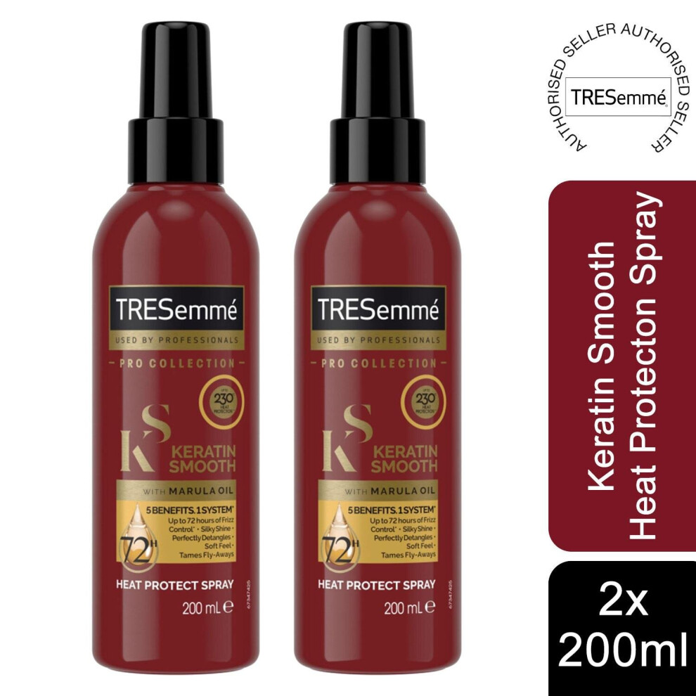 2x of 200ml Tresemme Keratin Smooth 5in1 Heat Protect Spray