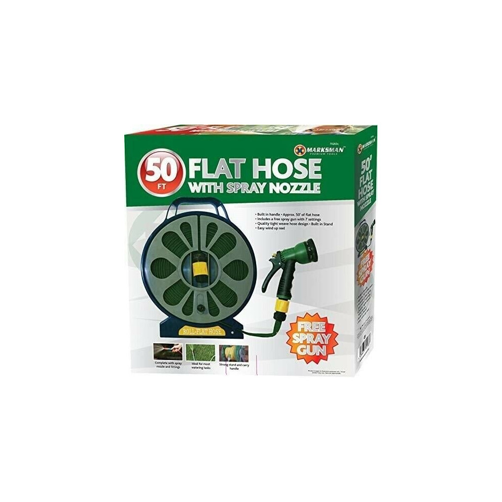 Marksman 50 feet flat hose with spray nozzle Includes a free spray
