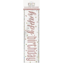 Rose Gold Glitz 9ft Foil Banner - Happy Birthday