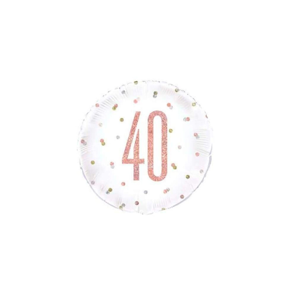 18" Foil Balloon - Age 40 40th Birthday Rose Gold Glitz