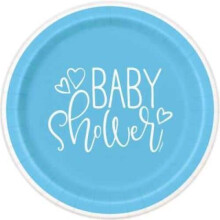 Blue Hearts Baby Shower - 9" Dinner Plates Pack of 8