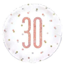 18" Foil Balloon - Age 30 30th Birthday Rose Gold Glitz