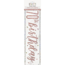 9ft Rose Gold Glitz Foil Banner Party Decorations - Age 70/70th Birthday