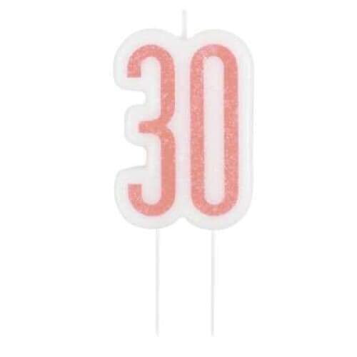 Rose Gold Glitz Number Age 30/30th Birthday Candle