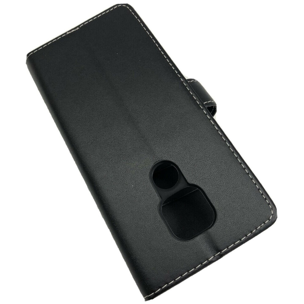 (BLACK) For Motorola Moto G9 Play Phone Case, Cover, Flip, Wallet, Folio, Leather /Gel