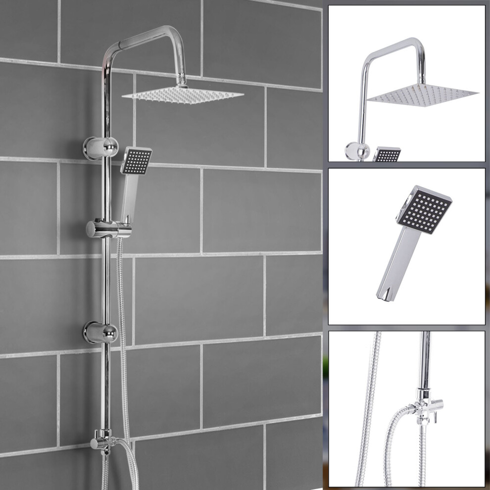 Chrome Shower Kit Twin Head Square Shower Kit Fixed Shower