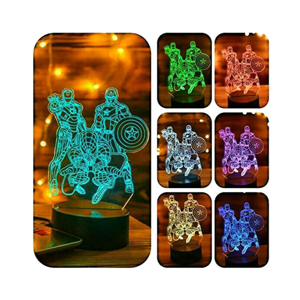 3D Marvel The Avengers LED Night Light Spiderman Ironman Lamp Ornament Decor