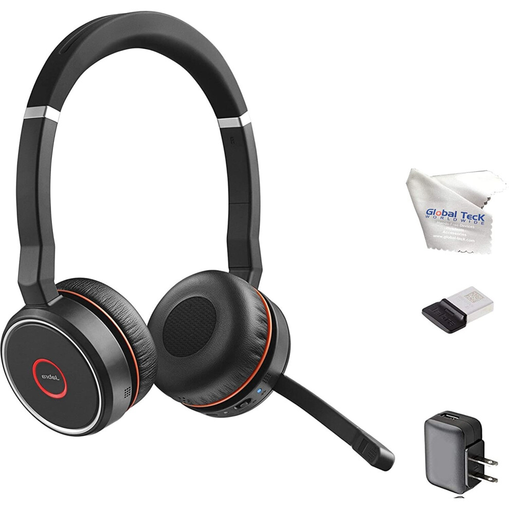 Jabra Evolve 75 Bluetooth Headset Bundle, Wall Charger, USB Dongle