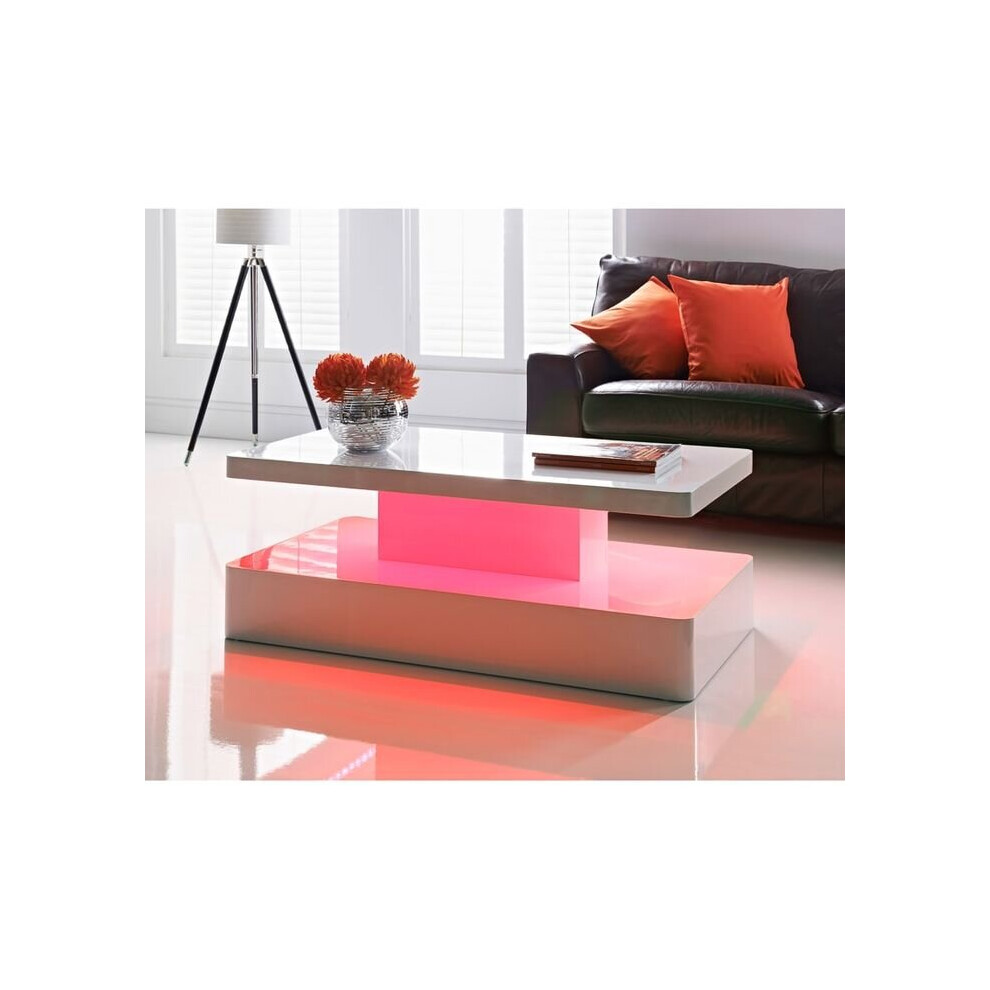 Modern Coffee Table In White High Gloss With LED G-0369