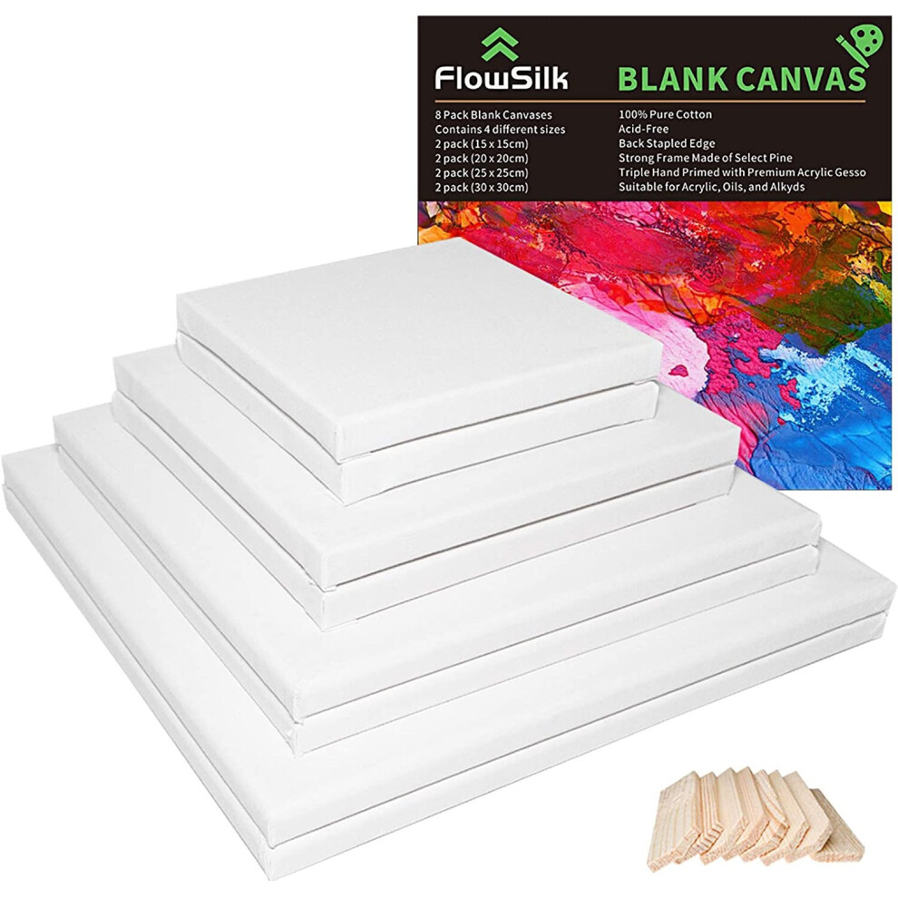 Blank Canvas Boards Painting Set 8 Art Square Canvas Frame Panels