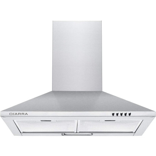 CIARRA CBCS6201 Cooker Hoods 60cm Stainless Steel Chimney Range Hood 600mm Recirculating Duct Kitchen Ventilation Extractor Fan,Grease Aluminum Filter