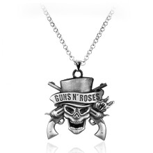 Guns N' Roses Band Necklace Punk Skull Double Gun Pendant