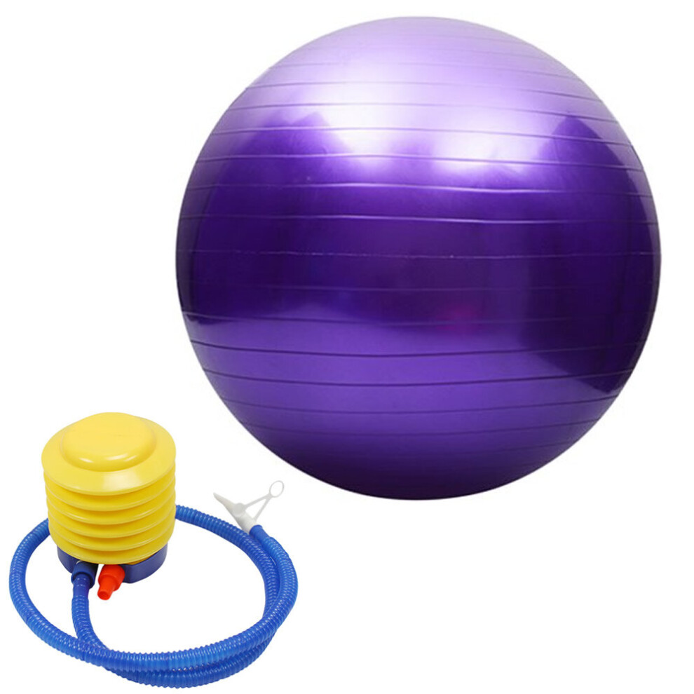 (Purple) Exercise Ball Gym Yoga Swiss Fitness Birthing 65cm