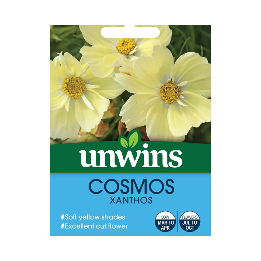 Unwins Grow Your Own Cosmos Xanthos Soft Yellow Shades Flower Seeds