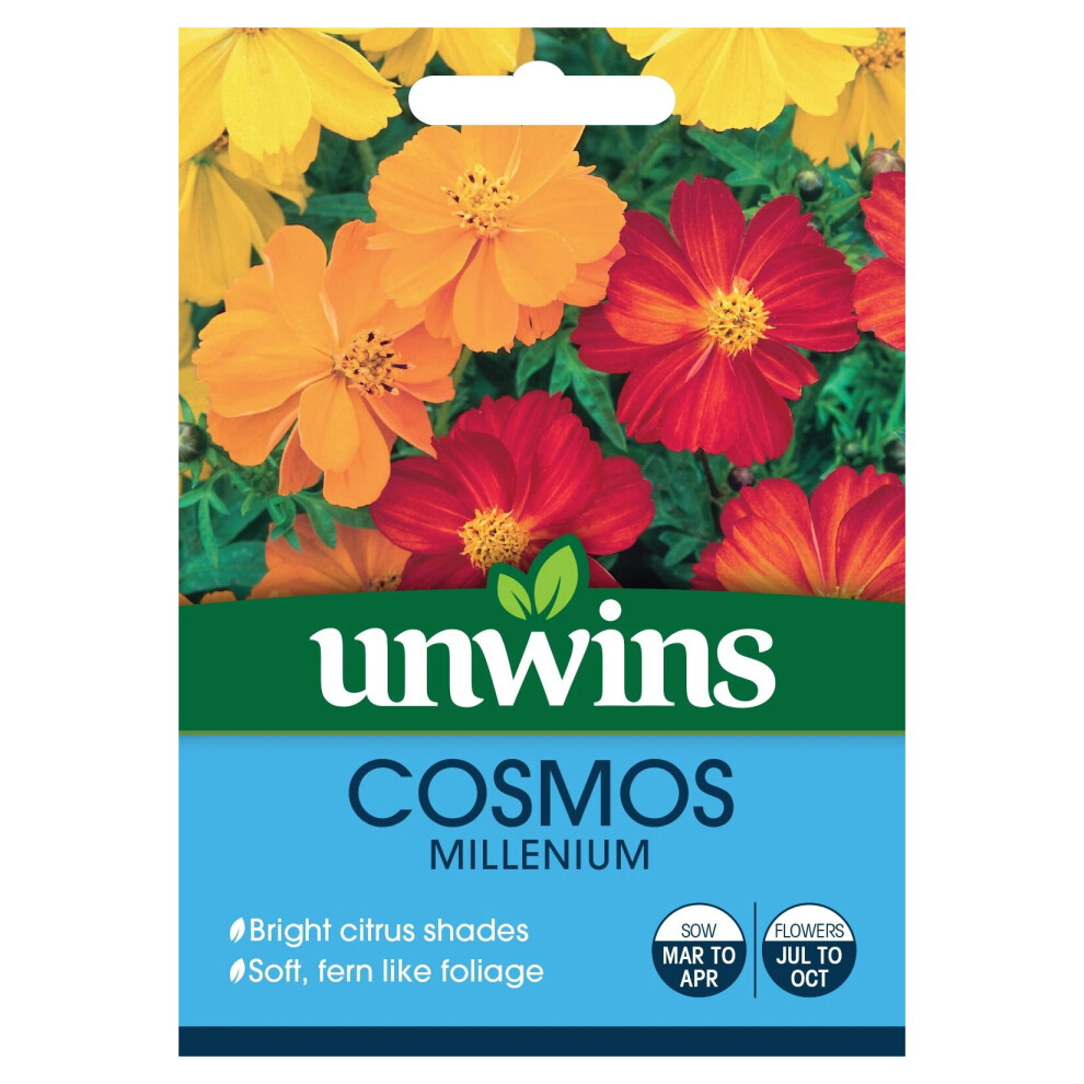 Unwins Grow Your Own Cosmos Millenium Citrus Shades Flower Seeds