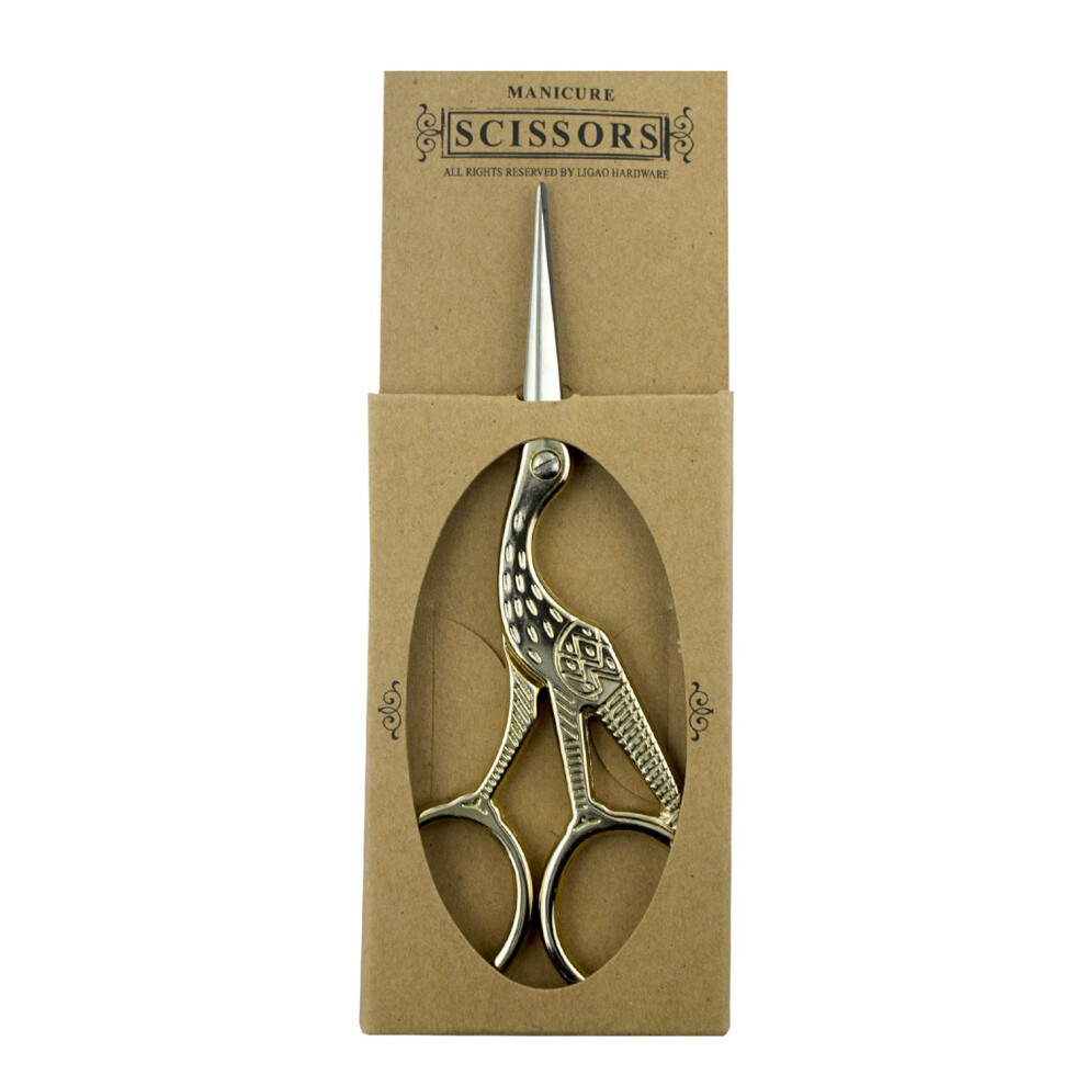 Hand Large Classic Forged Stork Embroidery Scissors, Gold Tone Finish 12 Cm 5055848040652