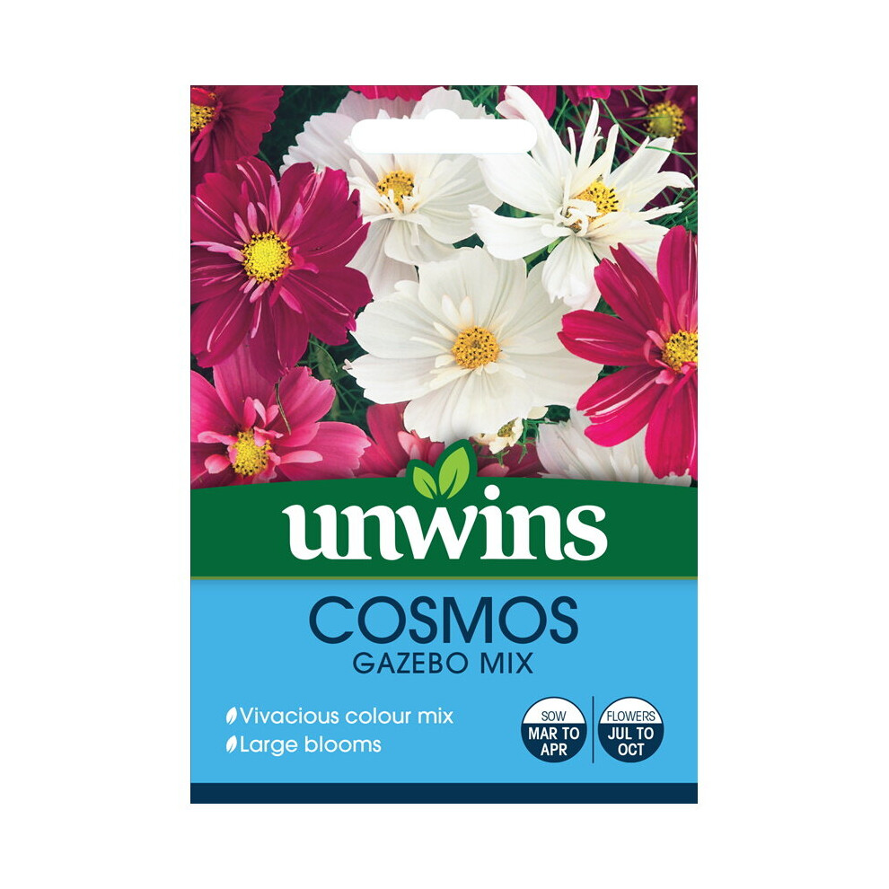 Unwins Grow Your Own Cosmos Gazebo Vivacious Colour Mix Flower Seeds White/Pink/Red