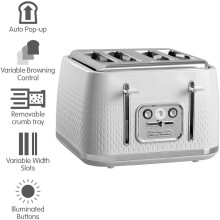 (White) Morphy Richards Verve 243011 4 Slice Toaster - Cream