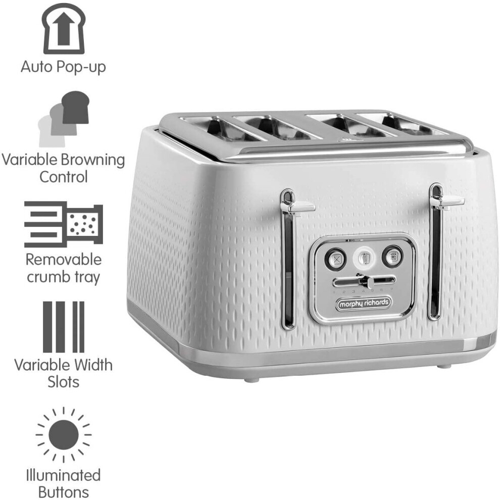(White) Morphy Richards Verve 243011 4 Slice Toaster - Cream