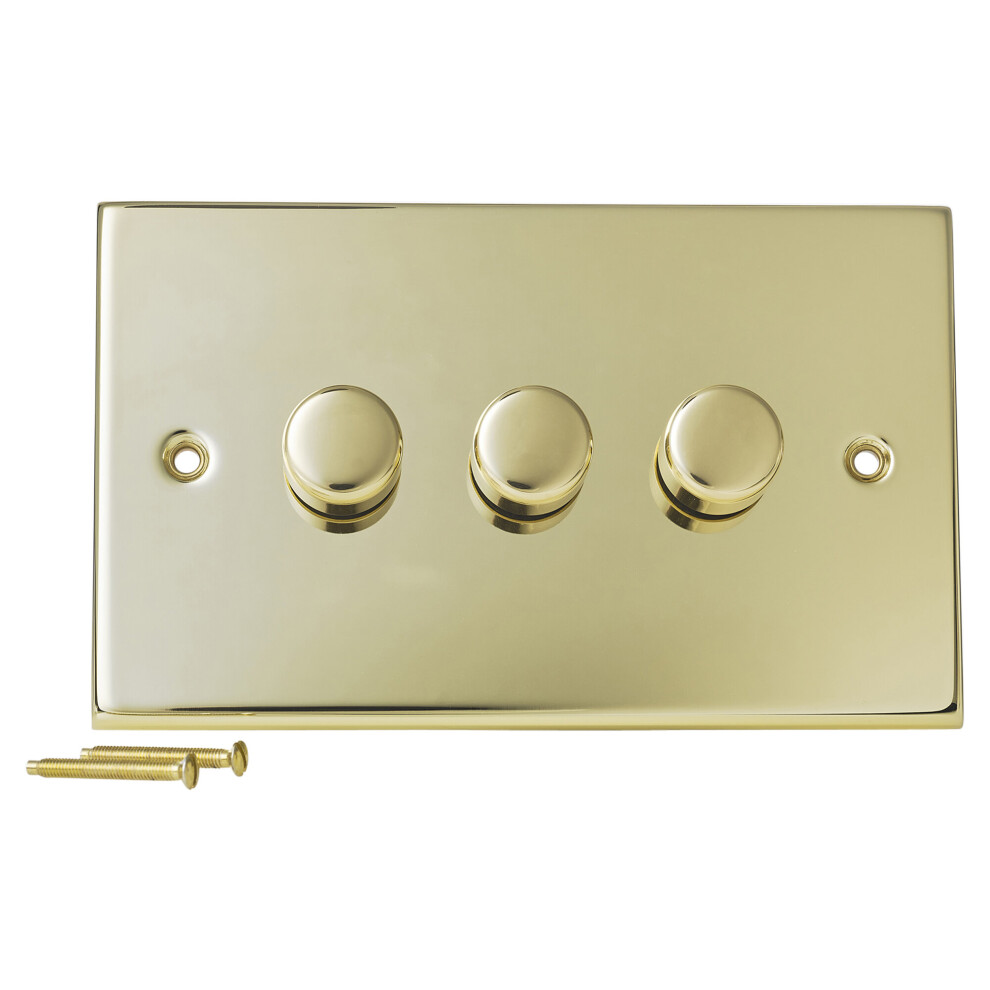 Urbn Living (Victorian) Volex Crabtree 3 Gang Metal Dimmer Angled Switches