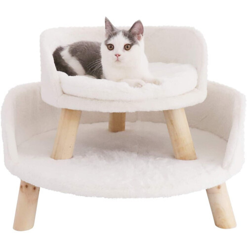 Bingopaw (S(40cm)) Elevated Cat Beds, Cat Stool Bed Durable Round Cat Chair Cushion Sofa 1