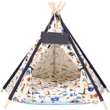 (L(84x84x87cm)) Pet Teepee Dog and Cat Bed with Removable Cushion
