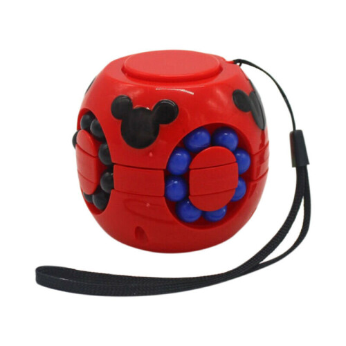 (Red) Magic Cube Hand Puzzle Toys Little Magic Bean Rubiks Fingertips Gyro Puzzle Gift
