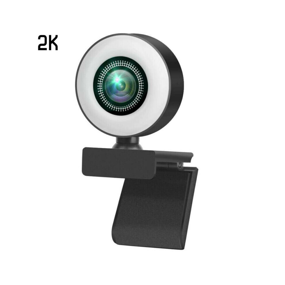 (2K) 2K 1080P Hd Autofocus Webcam With Ring Web Camera Usb Pc Desktop Laptop Light 683546298034