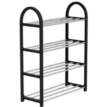 4 Tier Shoe Rack Large Black Shoe Rack Four Levels Tier Holds 12 - 20 Pairs