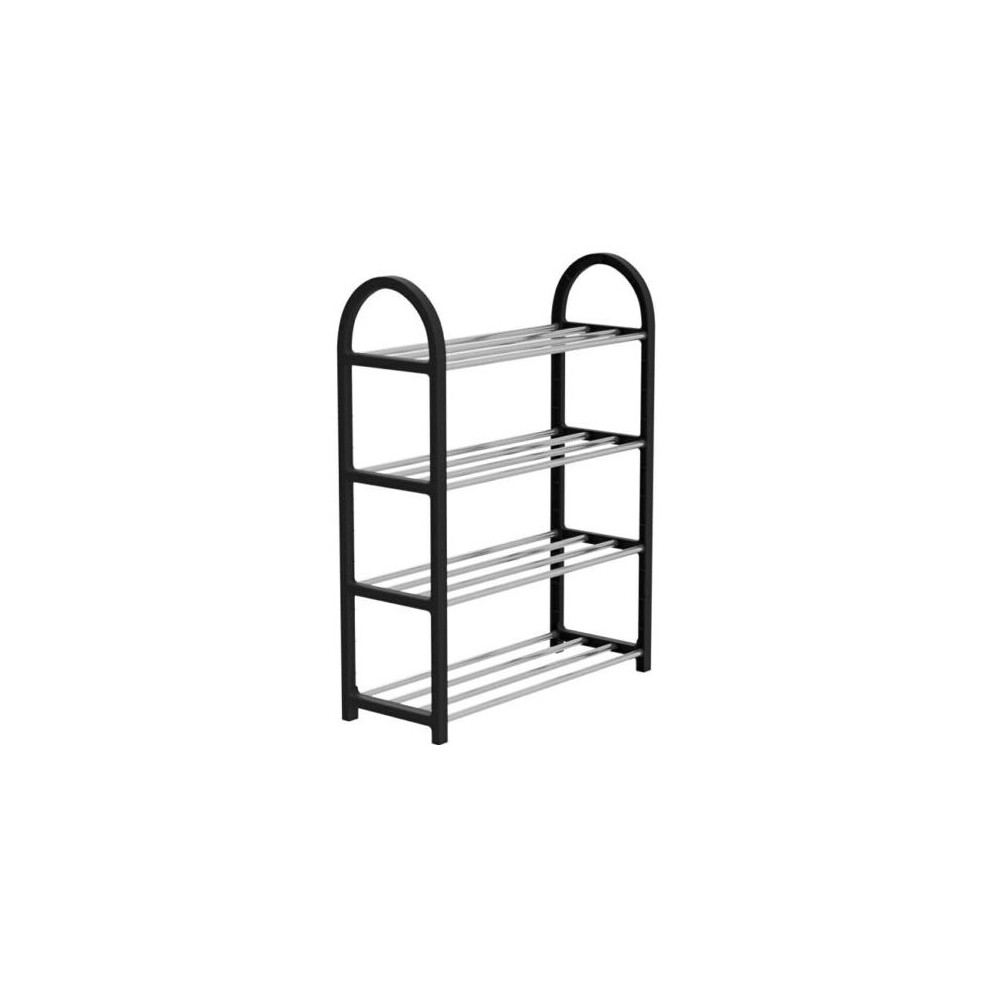 4 Tier Shoe Rack Large Black Shoe Rack Four Levels Tier Holds 12 - 20 Pairs