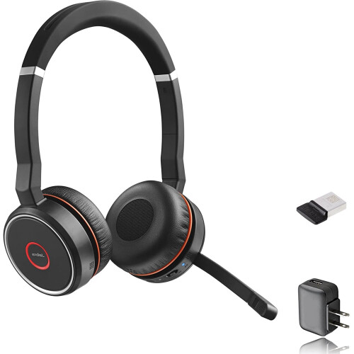 Jabra Jabra Evolve 75 Bluetooth Headset UC Bundle,Wall Adapter,USB Dongle