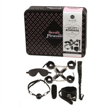 Set bondage BDSM - SECRET PLAY - Cuero sintético negro - Esposas y accesorios