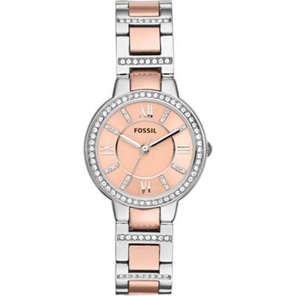 Fossil Virginia Rose Dial Crystal Two-tone Es3405 Women's Watch