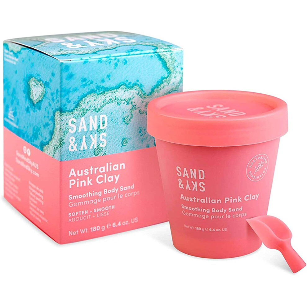 Sand & Sky Pink Australian Clay Smoothing Body Sand. Organic Exfoliating Body Scrub