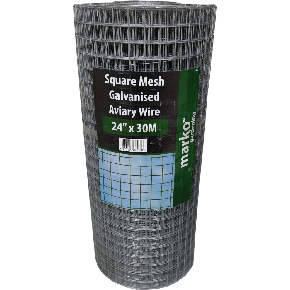 (24" X 30M) Welded Wire Mesh 1" X 1" 30M Galavised Fence Aviary Hutches Run Pet Coop 3Widths 5055493821798