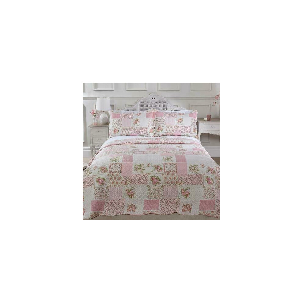 Cotswold Bedspread Double Bed Pink Floral Patchwork